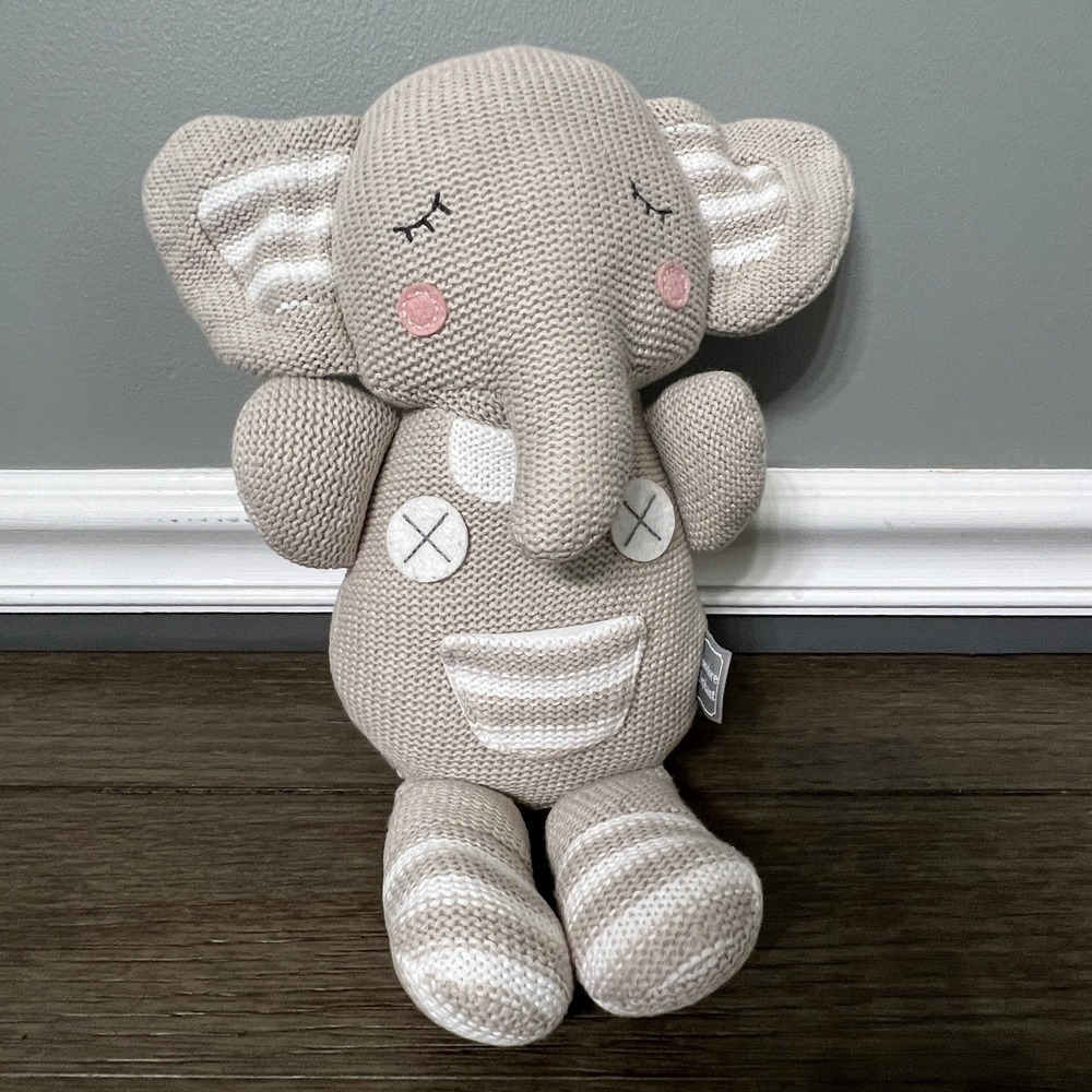 Living Textiles Theodore Elephant Plush Stuffed Animal Knit Toy Nursery Decor